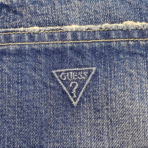 Guess Size 31 Raw Hem Distressed Blue Denim Shorts - Picture 8 of 11